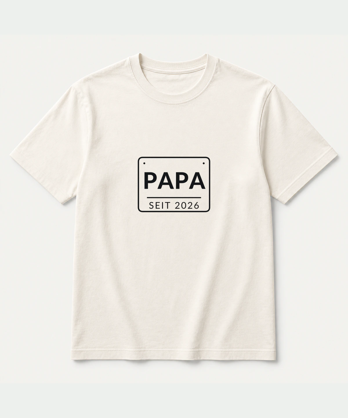 Papa seit 2026 T-Shirt in Warmweiß mit klarem Vektorprint